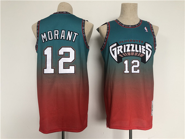 Men's Memphis Grizzlies #12 Ja Morant Teal/Red Throwback Stitched Jersey